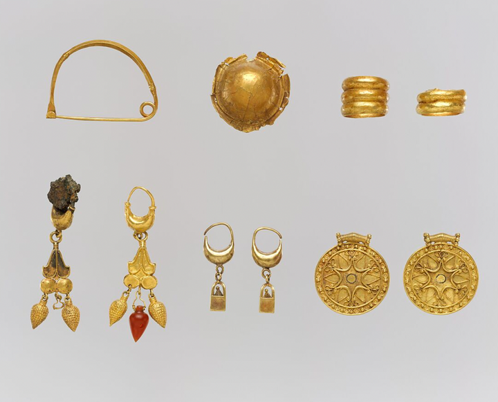 Wonderful Archaeological Revival Agate Earrings