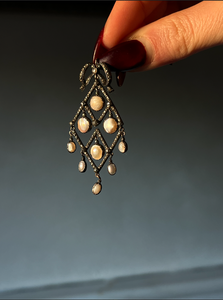 18th Century Coque De Perle and Marcasite Pendant