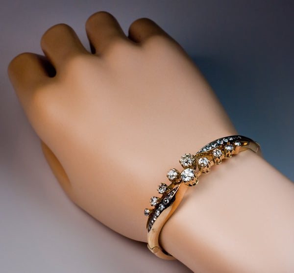 Belle Epoque Period Diamond and Ruby Bangle