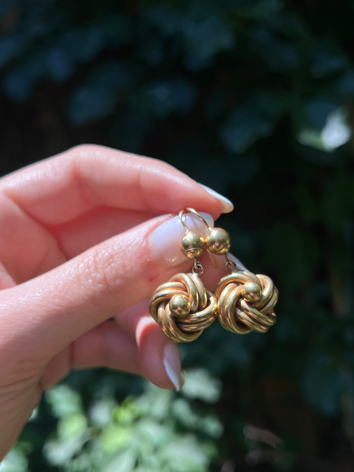 Outstanding Victorian 15ct Lover’s Knot Earrings