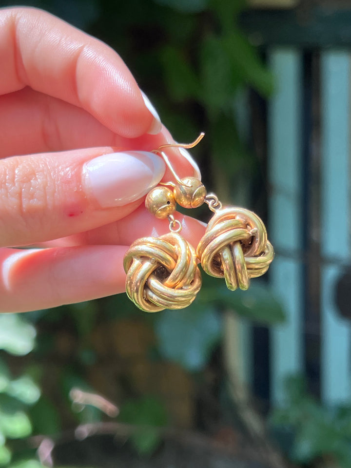Outstanding Victorian 15ct Lover’s Knot Earrings