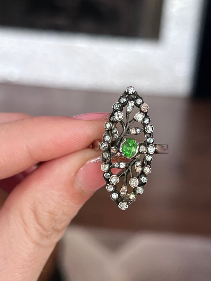 Superb Belle Époque Demantoid & Diamond Conversion Ring