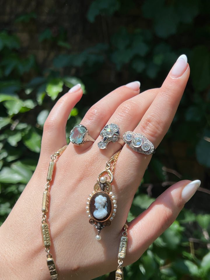 Sumptuous Art Deco Aquamarine Cocktail Ring