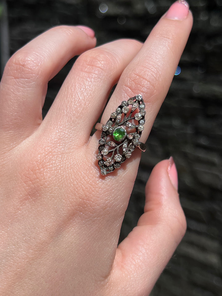 Superb Belle Époque Demantoid & Diamond Conversion Ring
