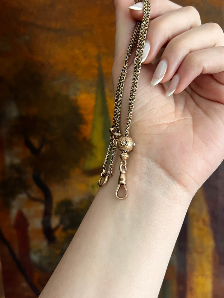 Outstanding Victorian 15ct Pink Gold Slide Chain