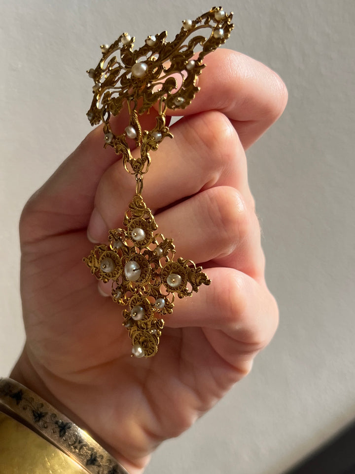 Outstanding Late 17th c Stomacher with Pearls