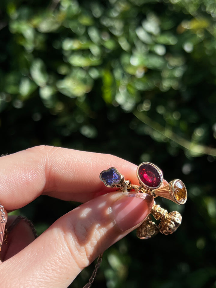 Rare All Original Georgian Writing Ring with 5 Fobs