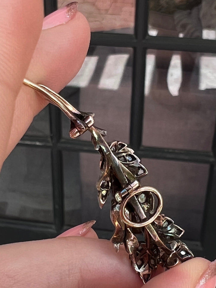 Rare 18ct and Sterling Silver French Diamond Brooch