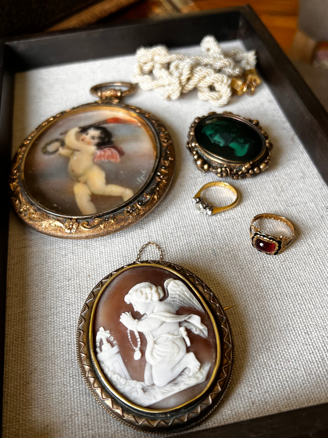 Victorian Angel in Cemetery Cameo