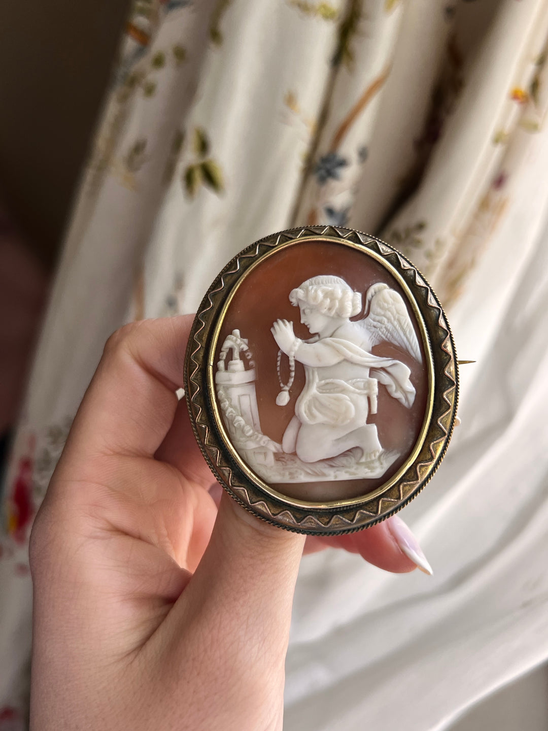 Victorian Angel in Cemetery Cameo