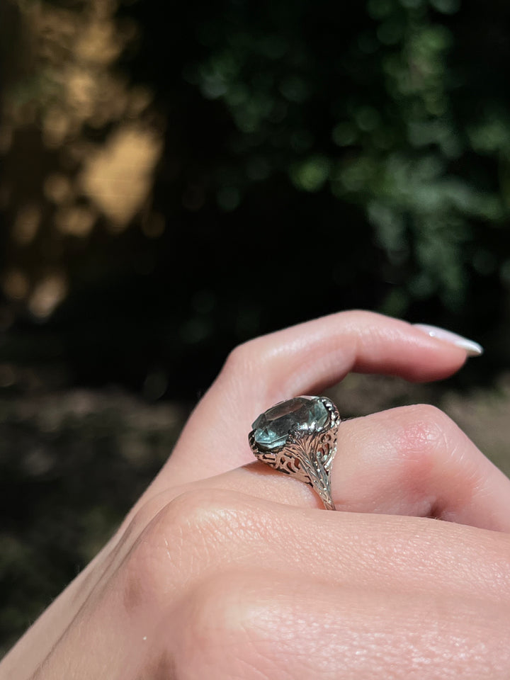 Sumptuous Art Deco Aquamarine Cocktail Ring