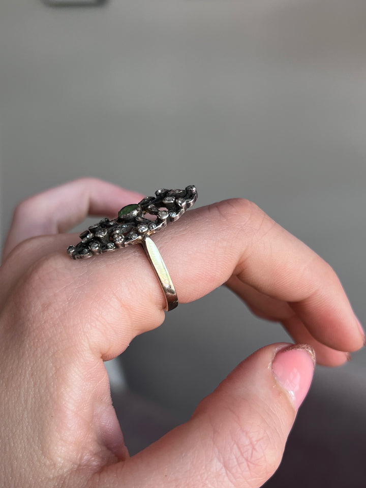 Superb Belle Époque Demantoid & Diamond Conversion Ring