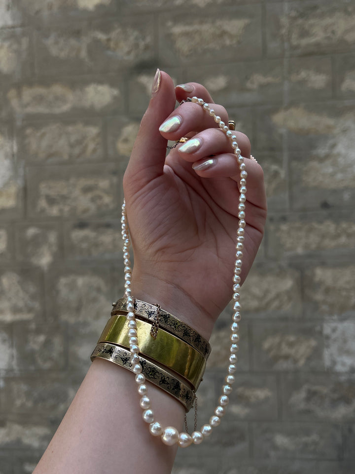 Rare Early 20th C Natural Fresh Water Graduated Pearl Strand