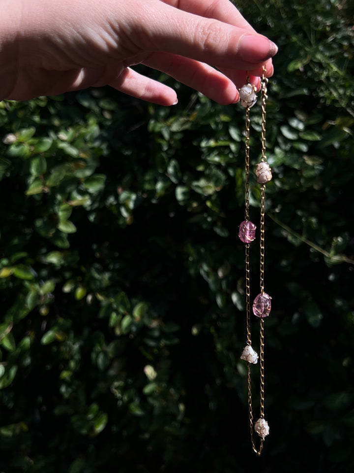 Outstanding 19th C Art Nouveau Pearl and Tourmaline Chain 18ct