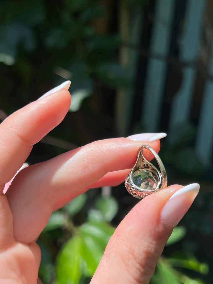 Sumptuous Art Deco Aquamarine Cocktail Ring