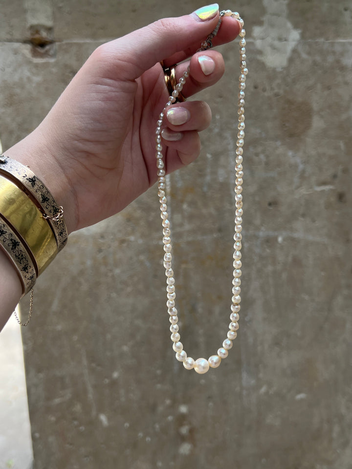 Rare Early 20th C Natural Fresh Water Graduated Pearl Strand