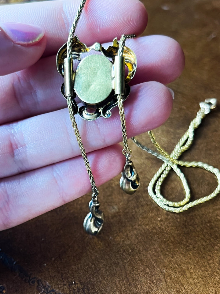 Exceptional English Opal Slide Lariat Chain in 15ct