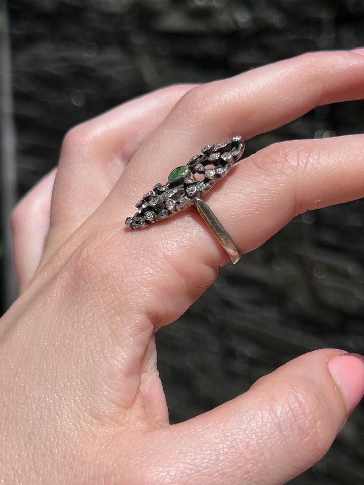 Superb Belle Époque Demantoid & Diamond Conversion Ring