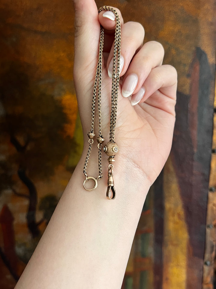 Outstanding Victorian 15ct Pink Gold Slide Chain
