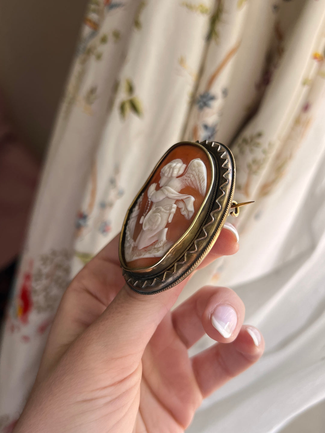 Victorian Angel in Cemetery Cameo