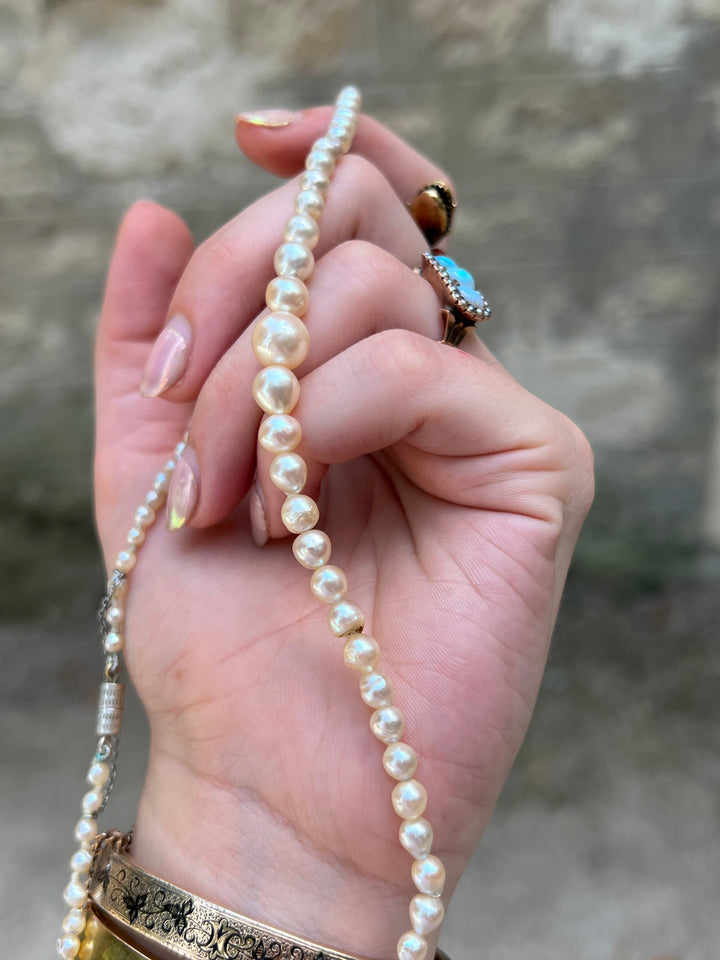 Rare Early 20th C Natural Fresh Water Graduated Pearl Strand