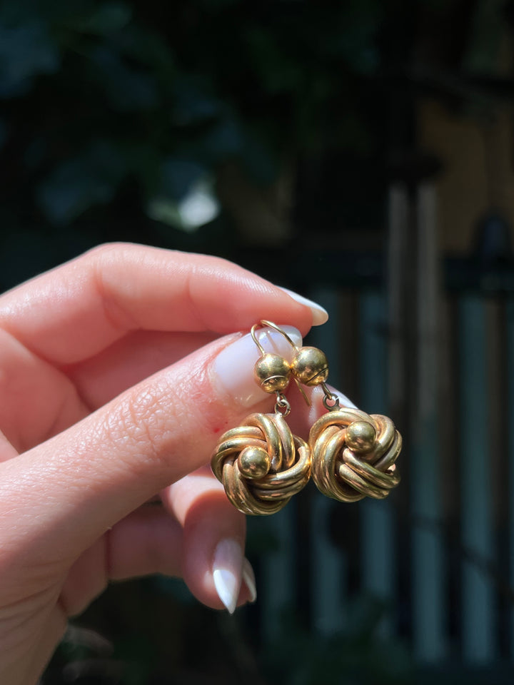 Outstanding Victorian 15ct Lover’s Knot Earrings