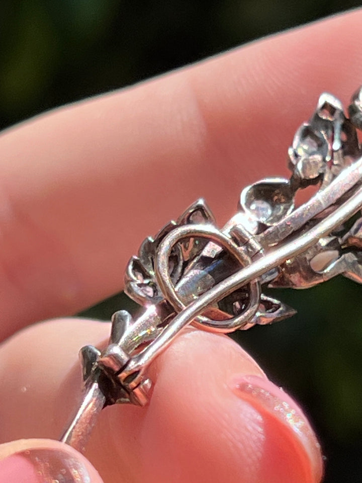 Rare 18ct and Sterling Silver French Diamond Brooch