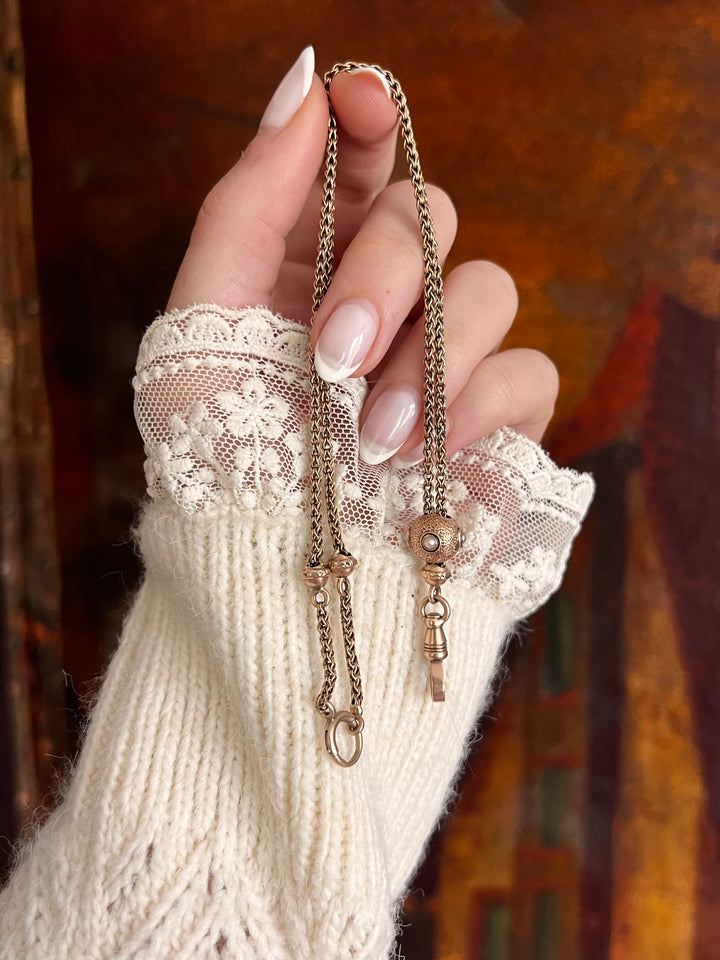 Outstanding Victorian 15ct Pink Gold Slide Chain