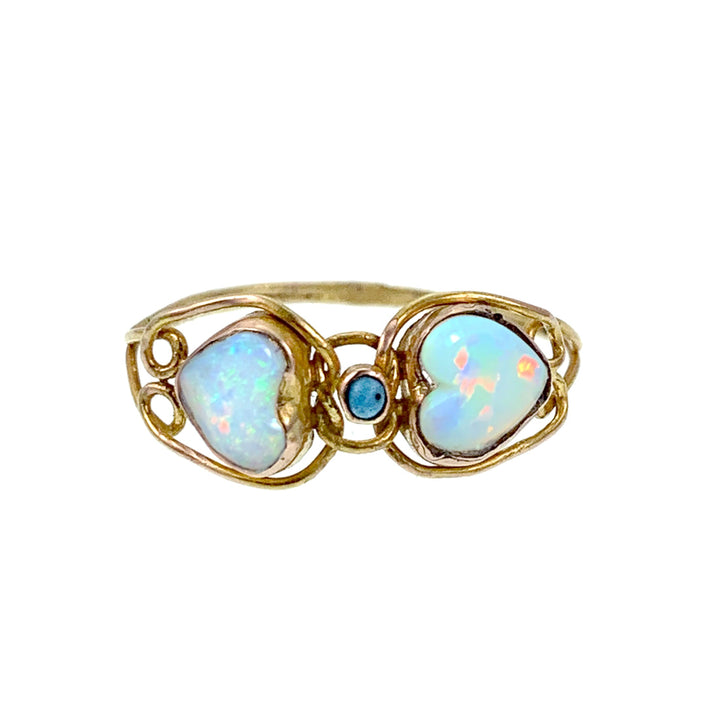 Delightful Victorian Double Heart Ring in 9ct