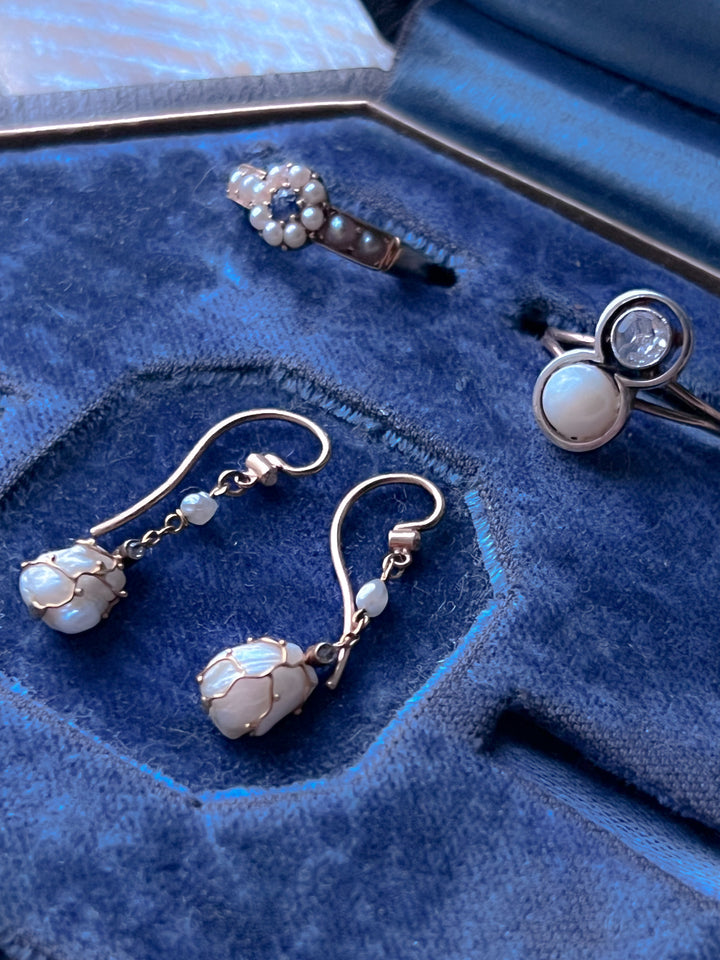 French Art Nouveau 19th Century Pearl Earrings