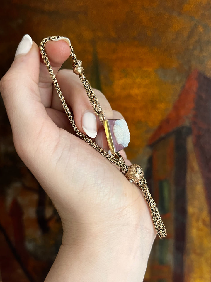 Outstanding Victorian 15ct Pink Gold Slide Chain