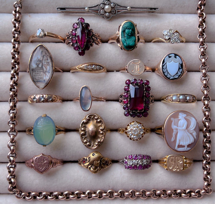 Superb Early 20th C Egyptian Revival Chalcedony Scarab Ring