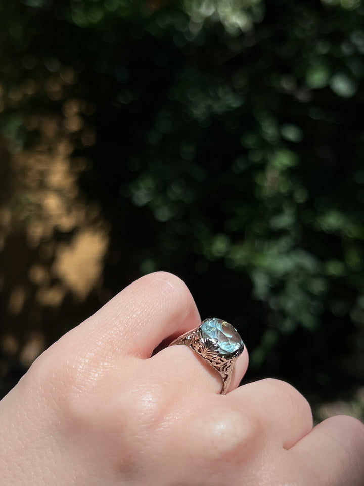 Sumptuous Art Deco Aquamarine Cocktail Ring