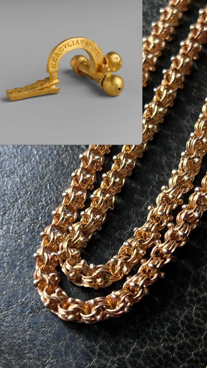 Outstanding 15k Greco-Roman Archaeological Revival Chain 18”