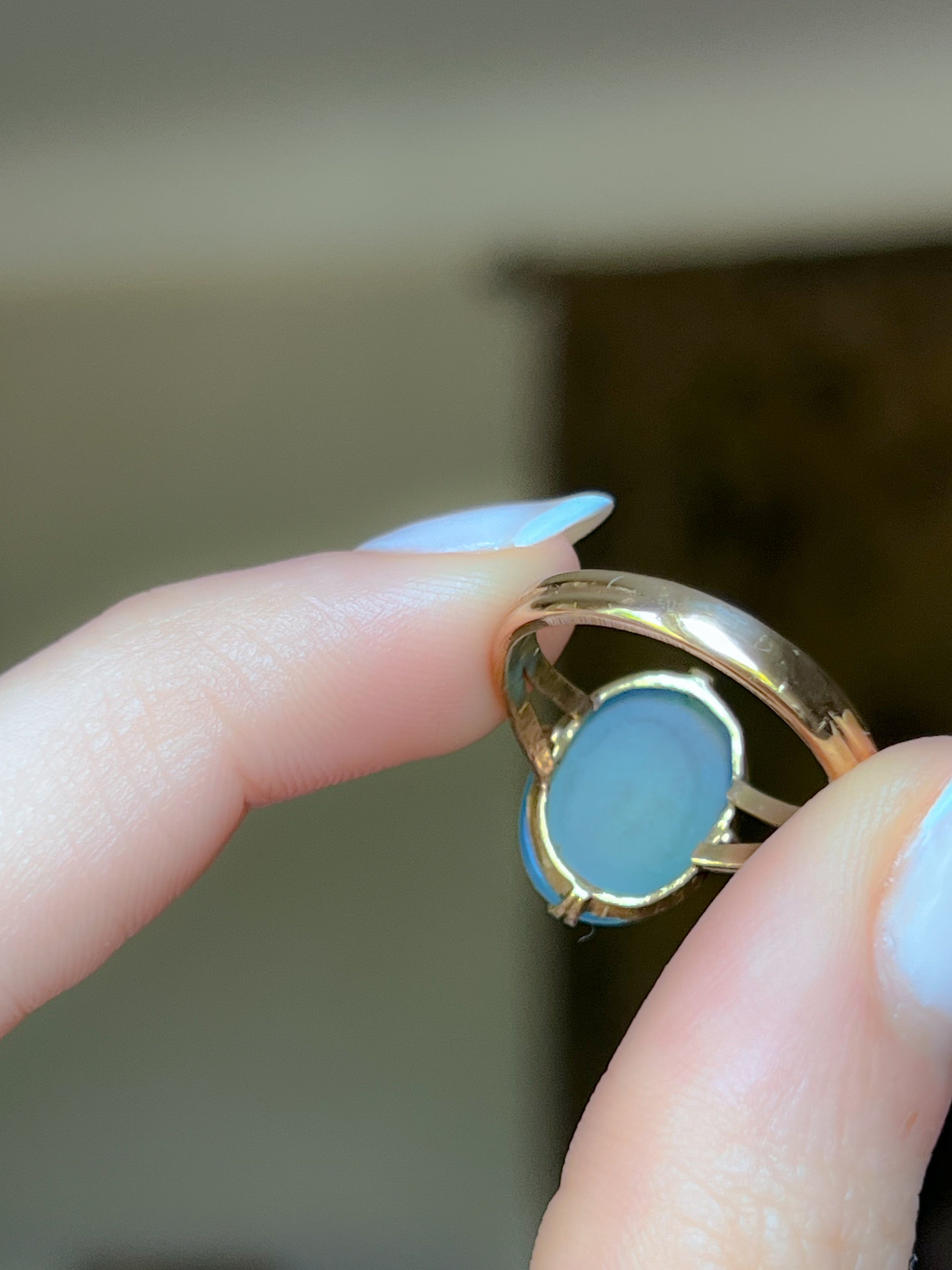 Superb Early 20th C Egyptian Revival Chalcedony Scarab Ring