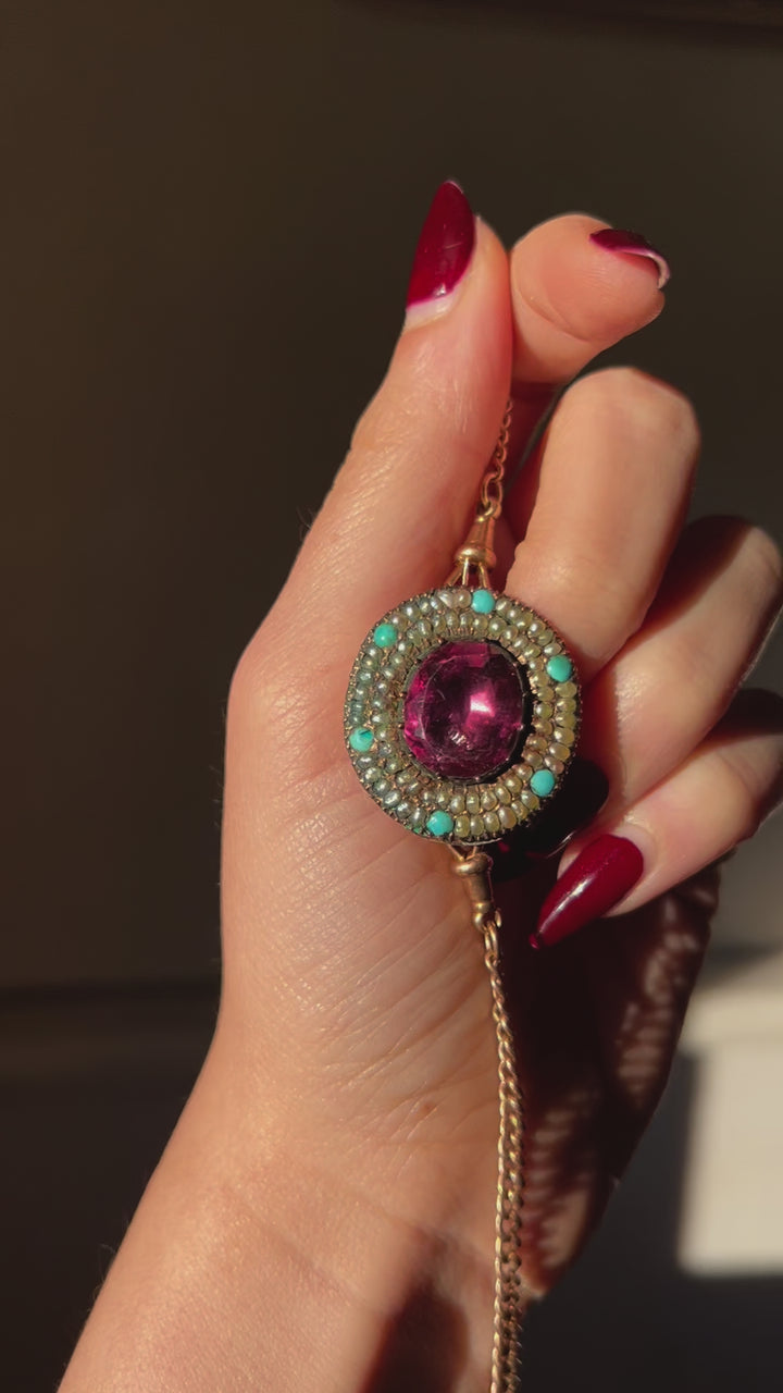 Georgian Foiled Amethyst Lace Pin