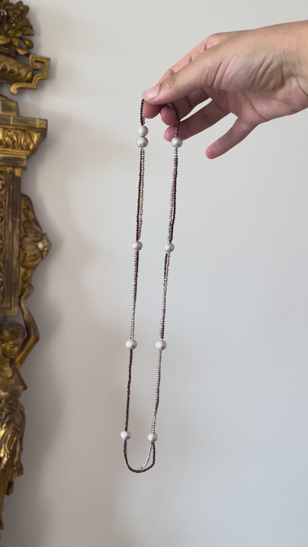The Eloise | 20" Vintage Purple/Pink Pearl & Garnet | St. Valentine Collection | One of Three