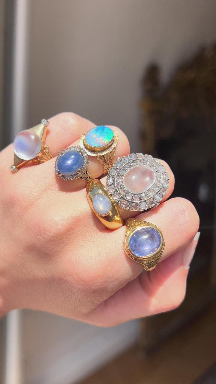 Exceptional Victorian Ceylon Sapphire Cabochon Ring | 4.60ct Unheated | 18ct Yellow Gold | c.1860s