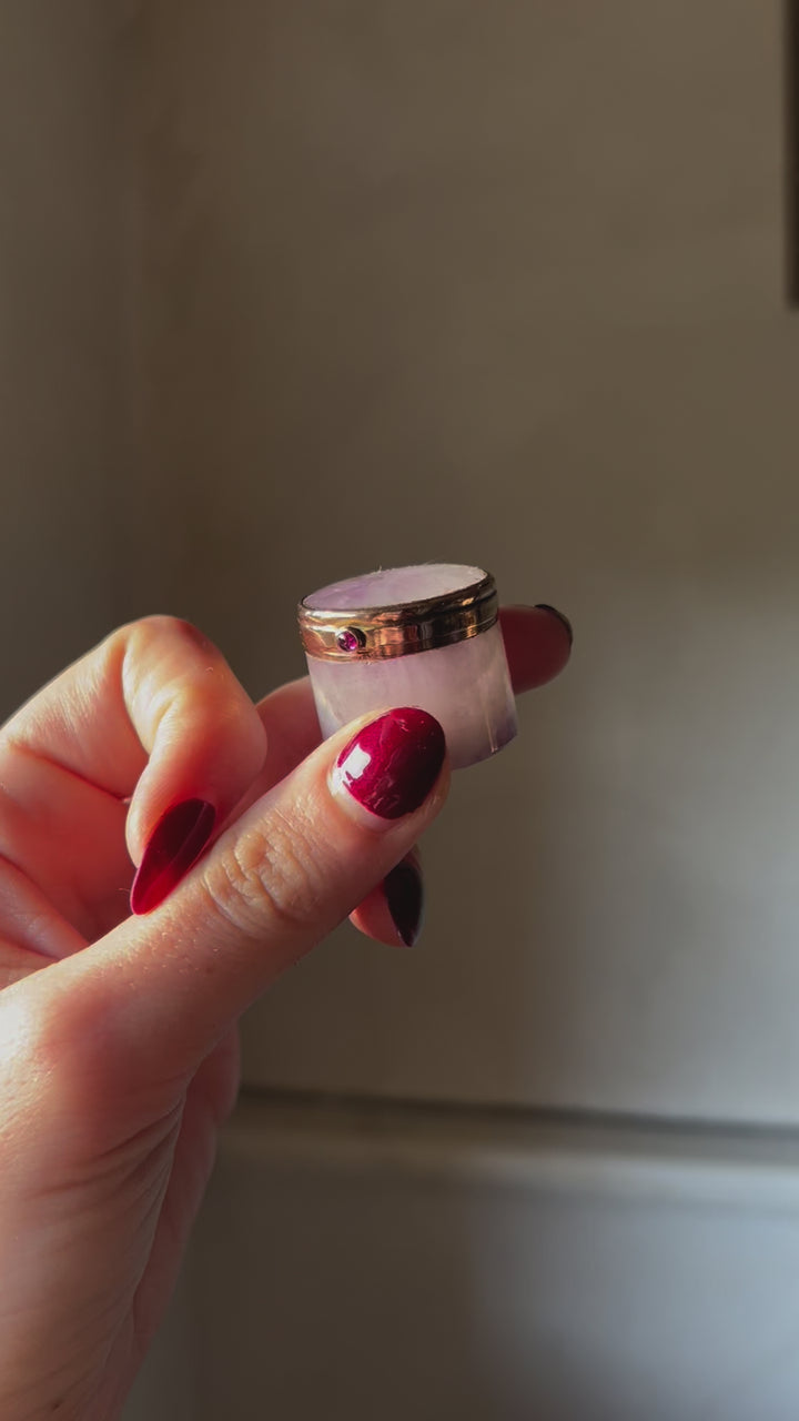 Outstanding High Victorian Amethyst Box with Ruby Button