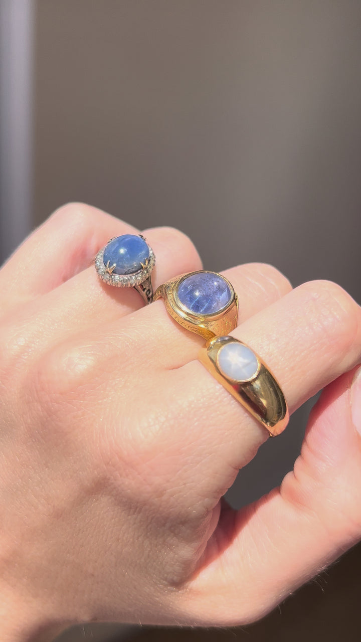 Exceptional Victorian Ceylon Sapphire Cabochon Ring | 4.60ct Unheated | 18ct Yellow Gold | c.1860s