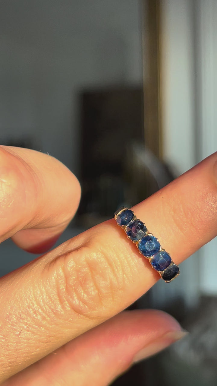 Natural Sapphire 18ct Pink Gold Band | 1.86ctw | French c.1910
