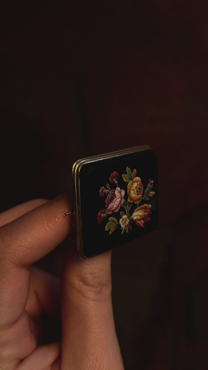 Outrageous Micromosaic and Onyx Brooch Circa 1880