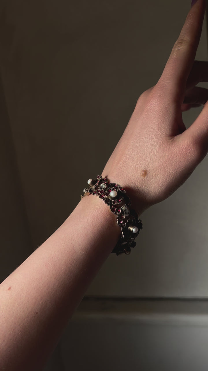 Garnet and Pearl Bracelet of Austro- Hungarian Origin