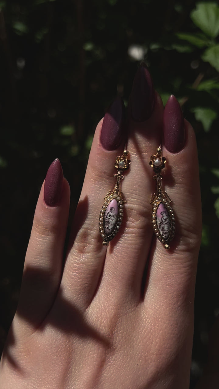 Napoleon III Period French 'En Grissaille' Day-To-Night Earrings