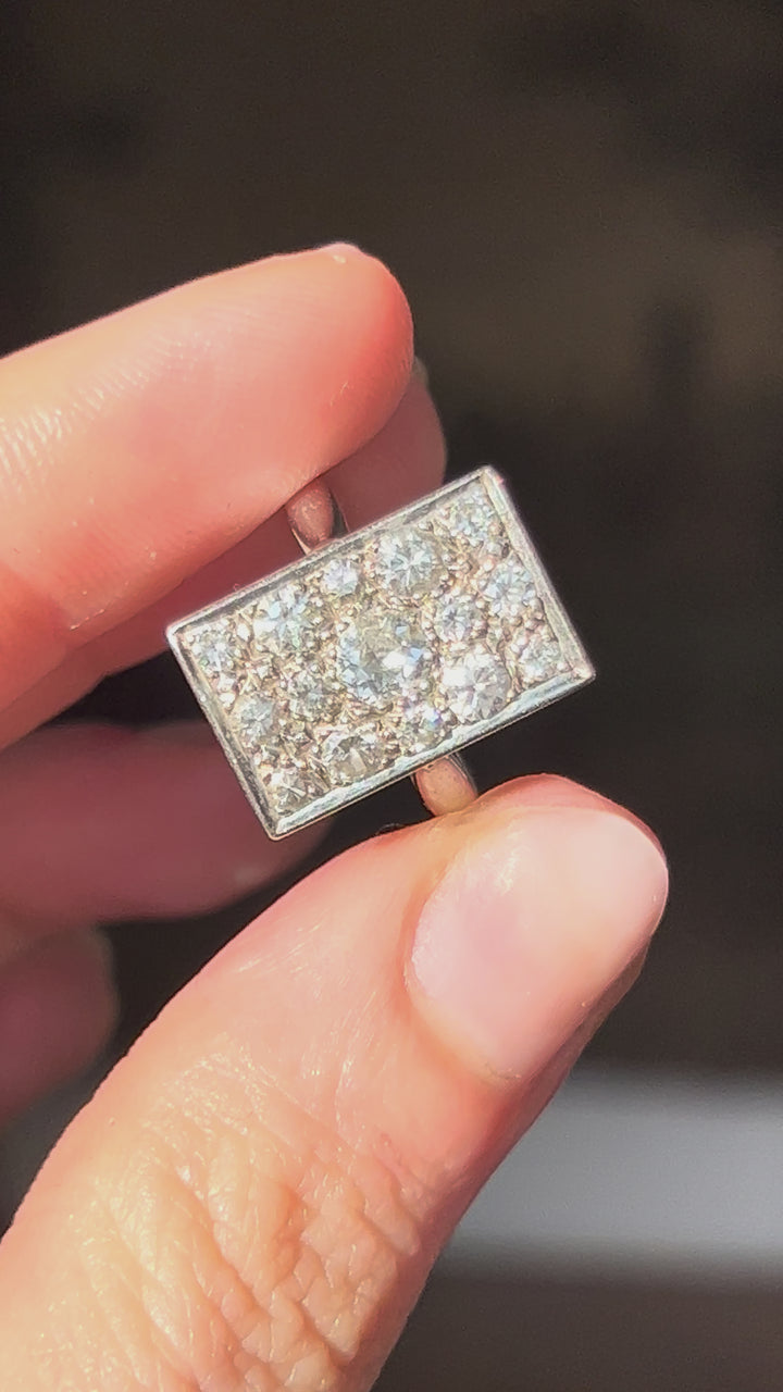 18ct Diamond Plaque Ring of the 1930’s 1.74ctw