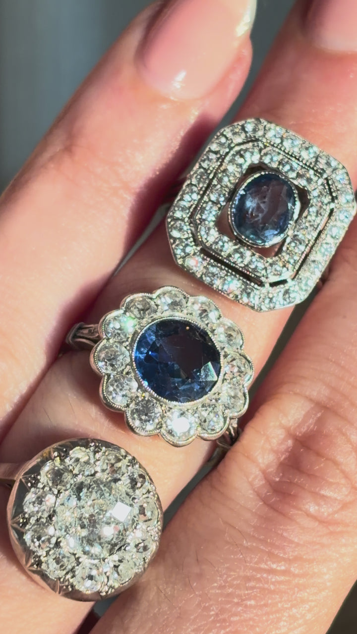 Edwardian Sapphire And Diamond Ring in Platinum