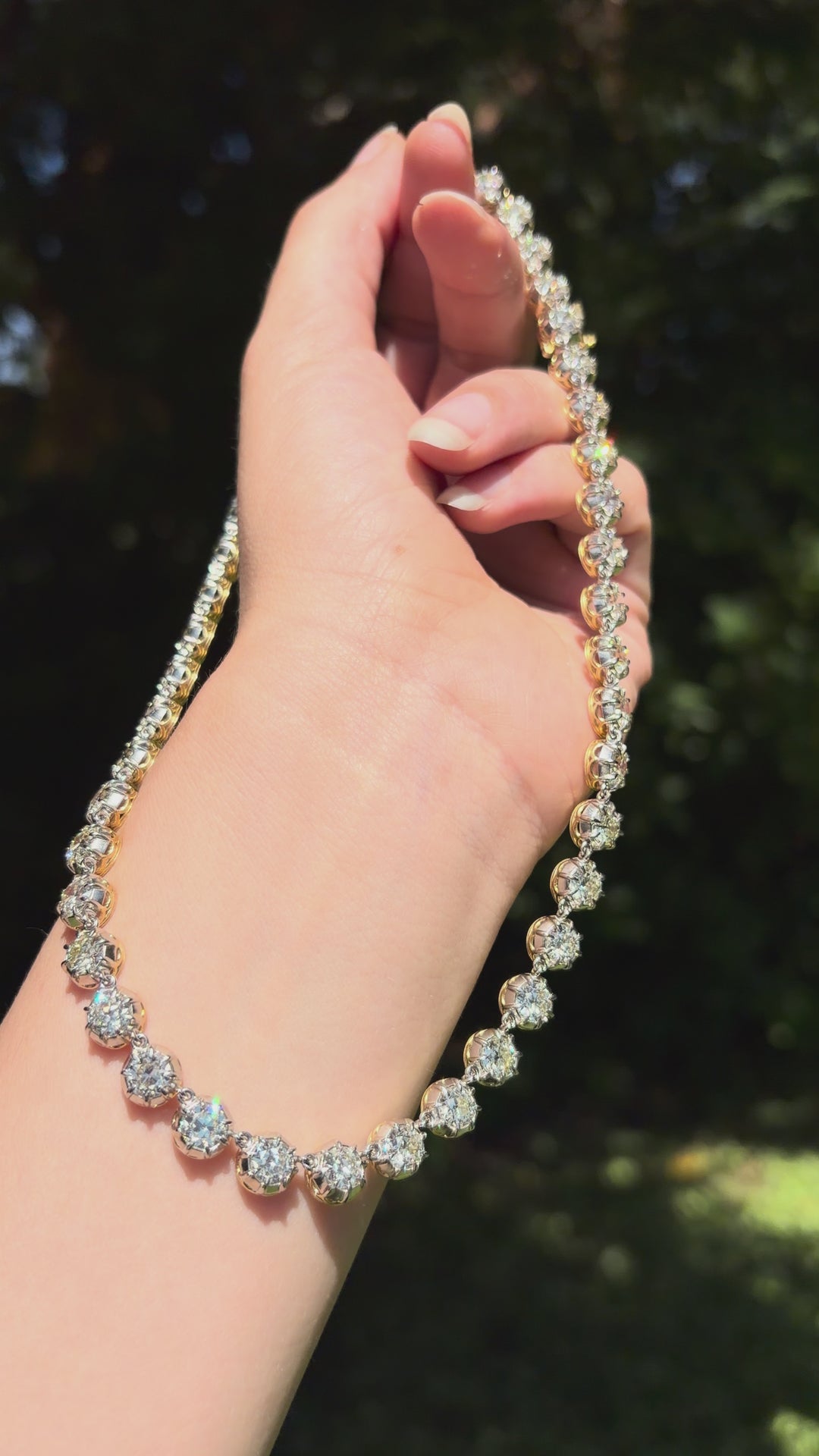Belle Époque Platinum-Topped 18ct OEC Diamond Rivière | 33.12ctw 46 Stones | 16"