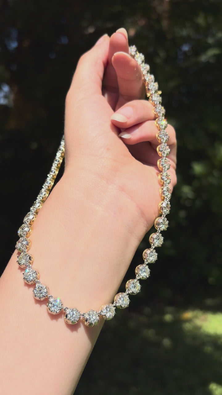 Belle Époque Platinum-Topped 18ct OEC Diamond Rivière | 33.12ctw 46 Stones | 16"