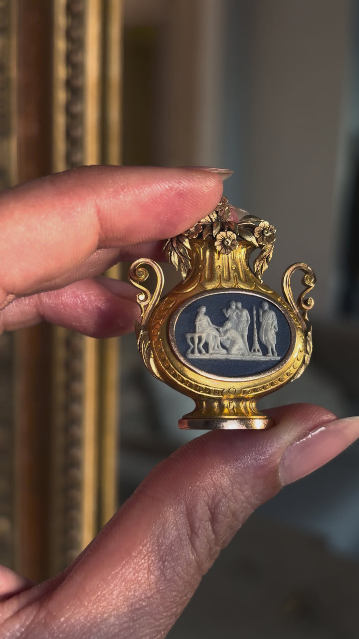 Archaeological Revival Wedgewood Cameo Brooch of the Charles X Period C. 1830