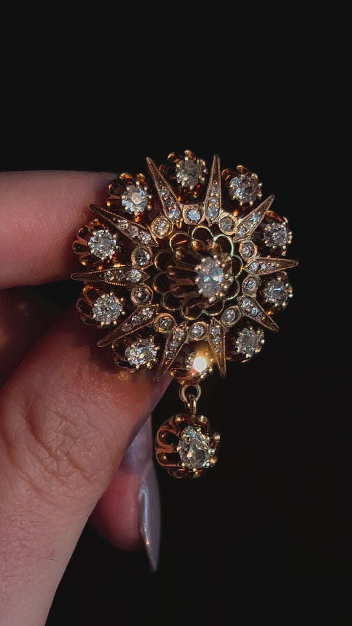 Antique 14ct Diamond Bombe Brooch